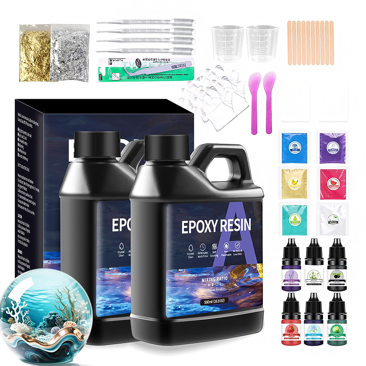 Resin Jewelry Kit - 500/1000ml 1:1 AB Epoxy Resin Glue