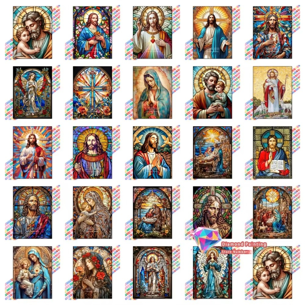 Resin Craft Kit - 1PC frameless Easter Jesus Square Round