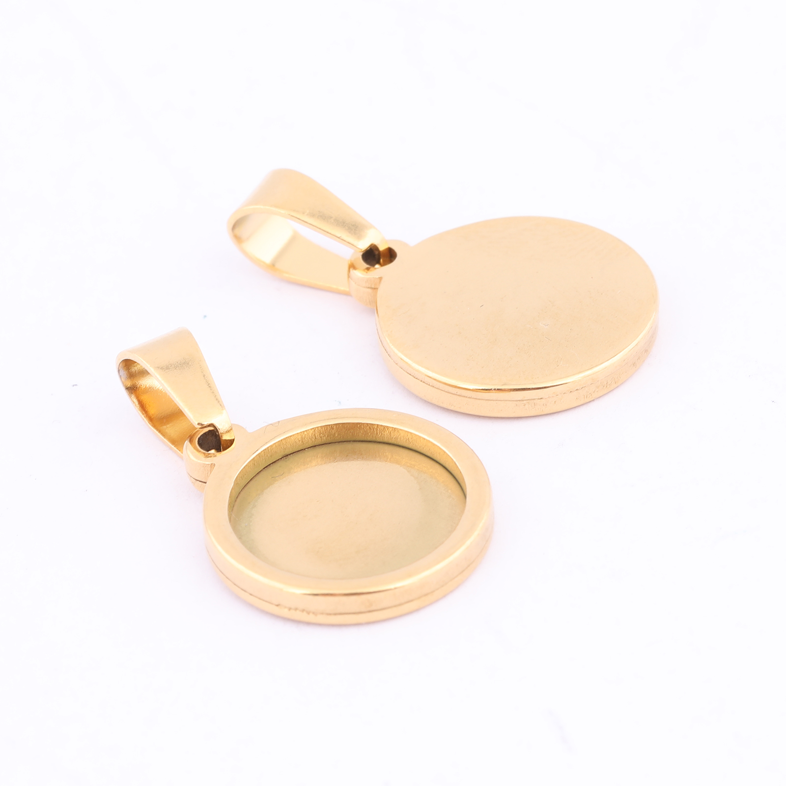 10pcs Gold Plated Black 12mm R - Bezels Set Pendant のレビューと価格