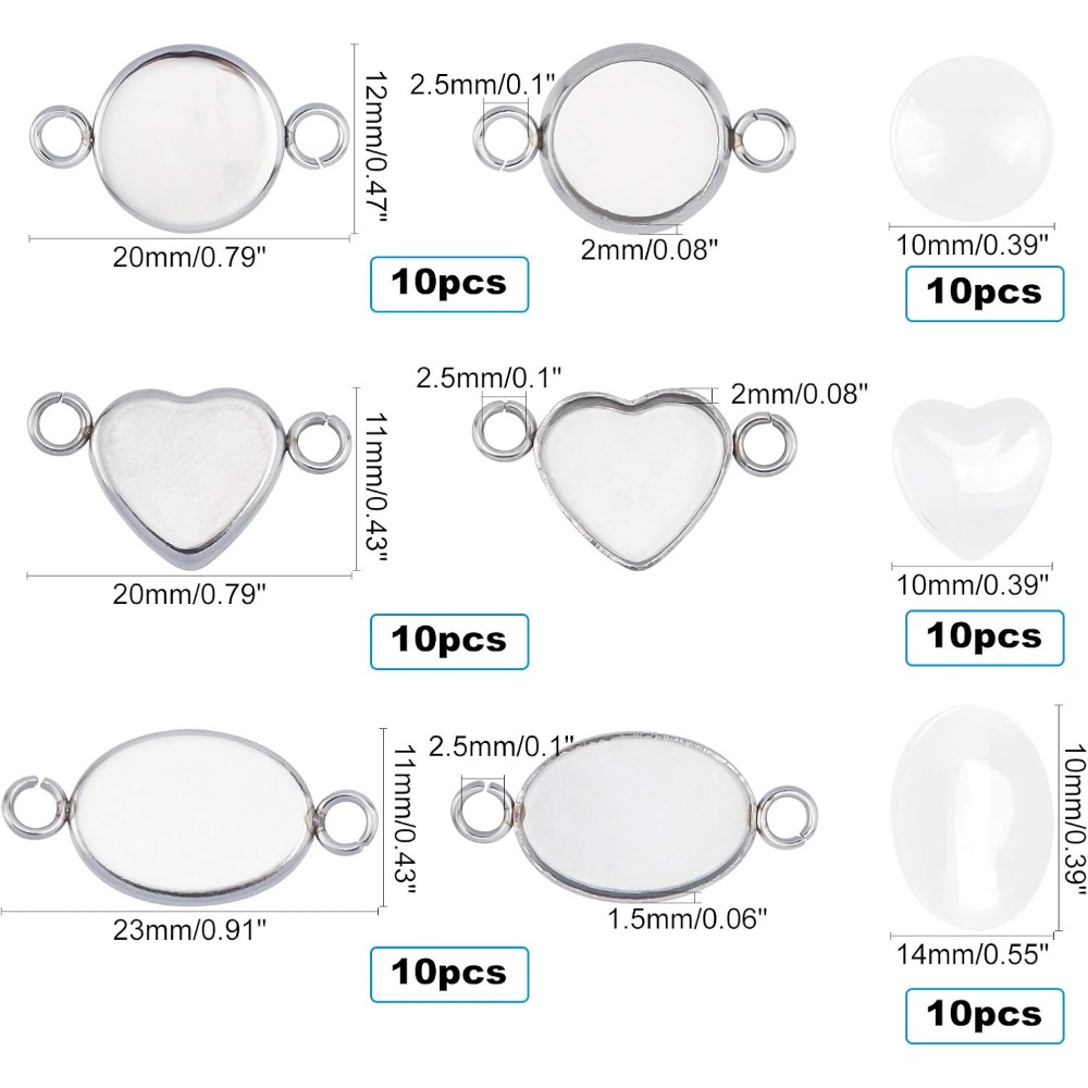 30 Sets Oval/Flat Round/Heart  - Bezels Set Pendant のレビューと価格