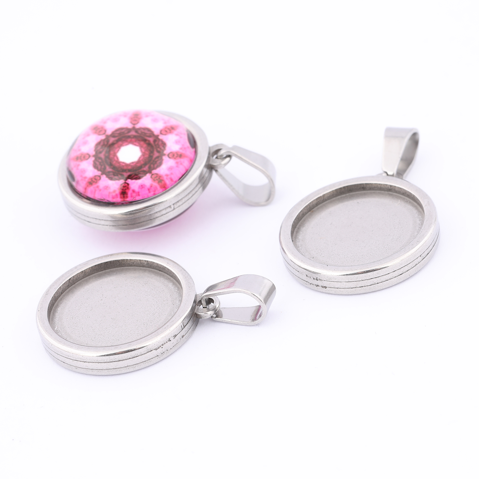 5pcs Stainless Steel Gold Plat - Bezels Set Pendant のレビューと価格