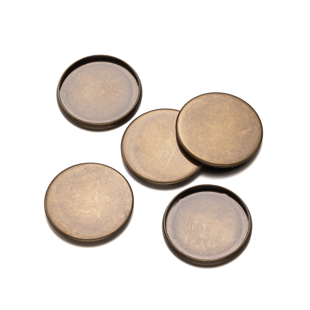 20pcs Antique Bronze Flat Roun - Bezels Set Pendant のレビューと価格