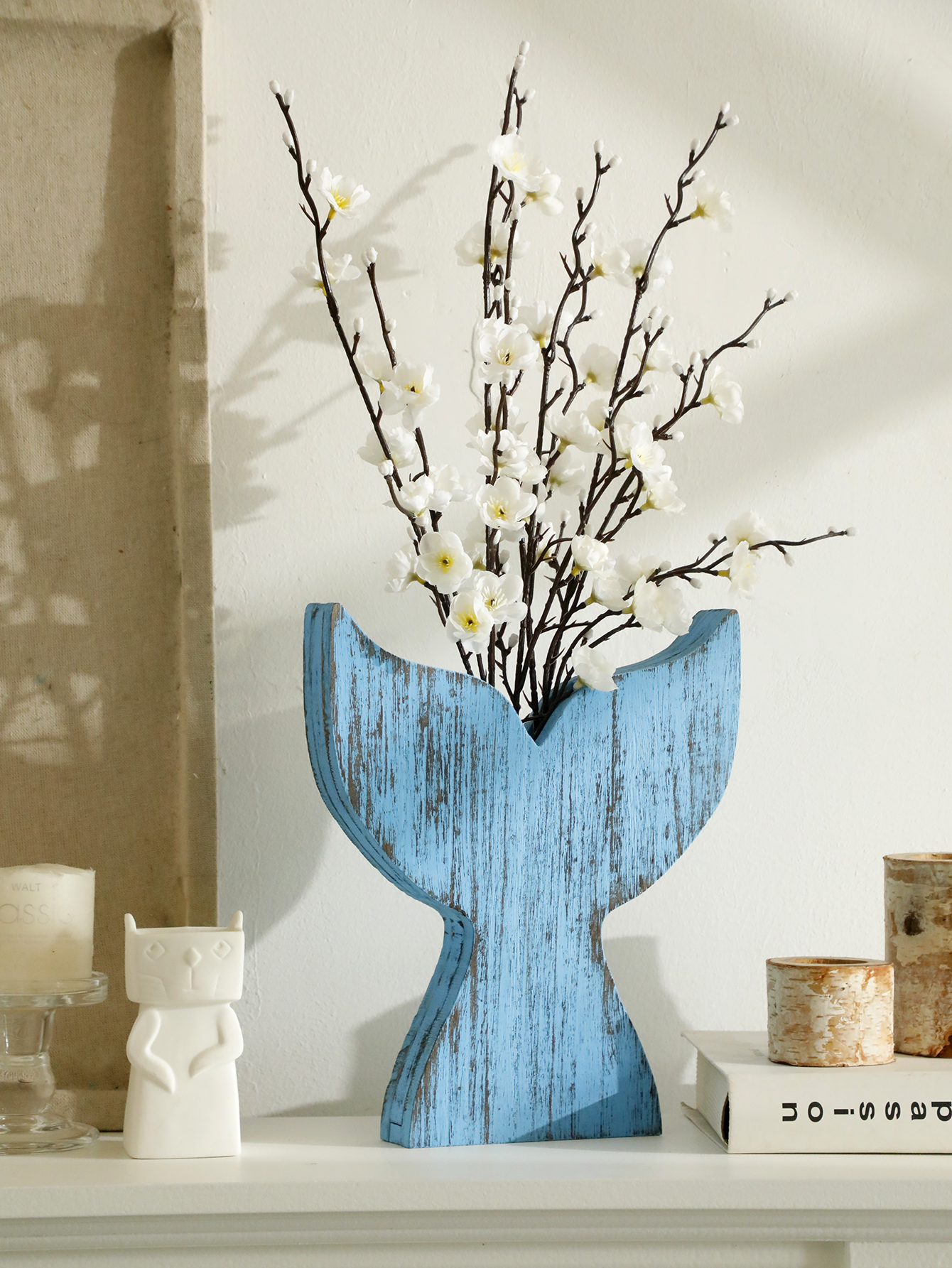 Nautical Wooden Vase Whale Tai - Dried Flower Bulk のレビューと価格