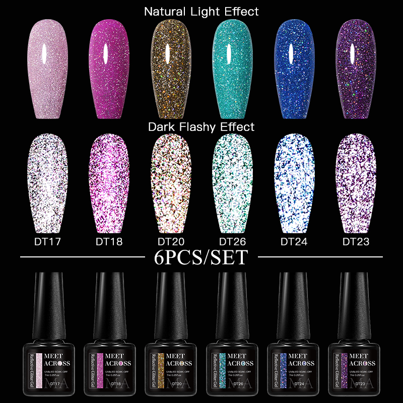 6Pcs Glitter Nail Gel Polish S - Resin Glitter Pack のレビューと価格