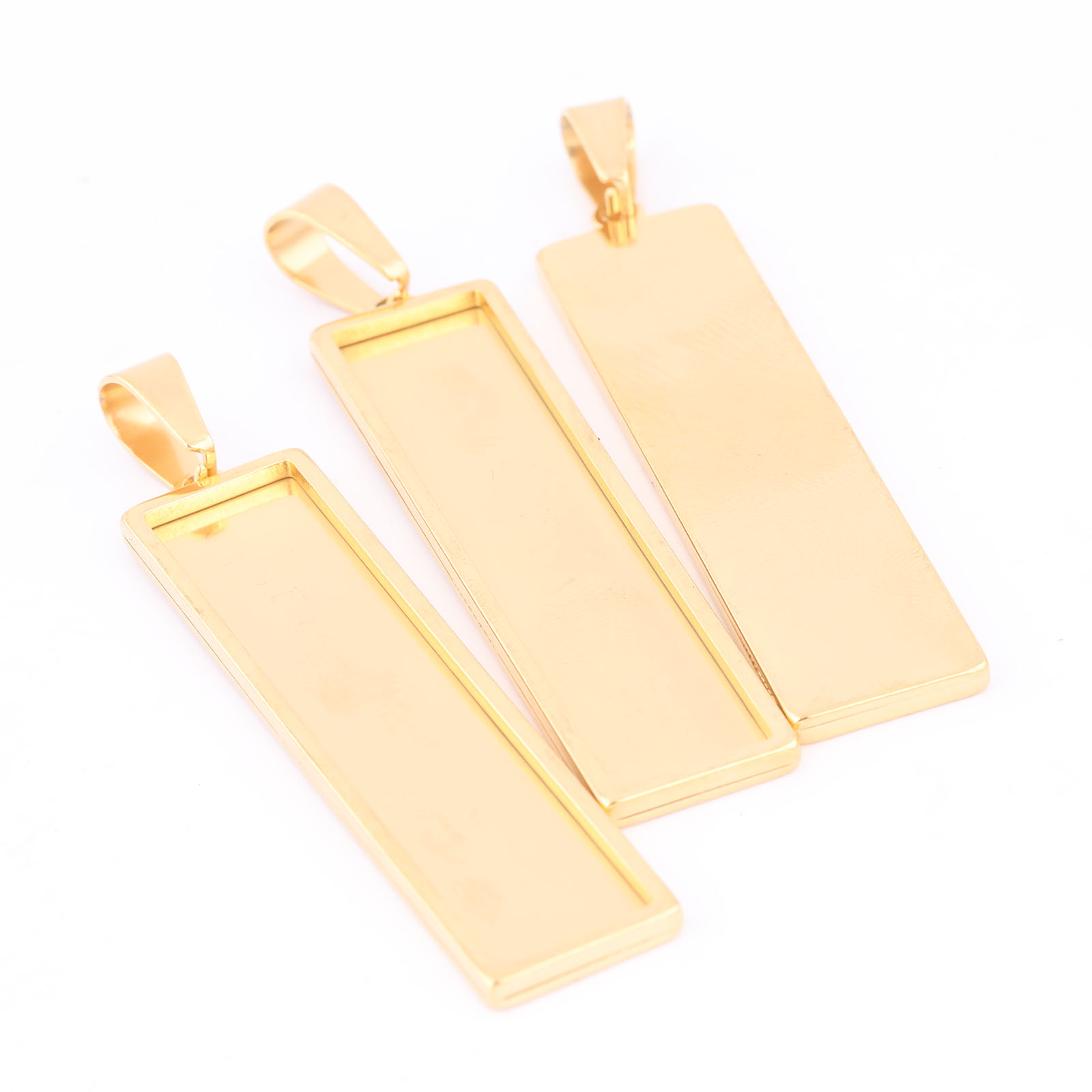 5pcs Stainless Steel Gold Plat - Bezels Set Pendant のレビューと価格