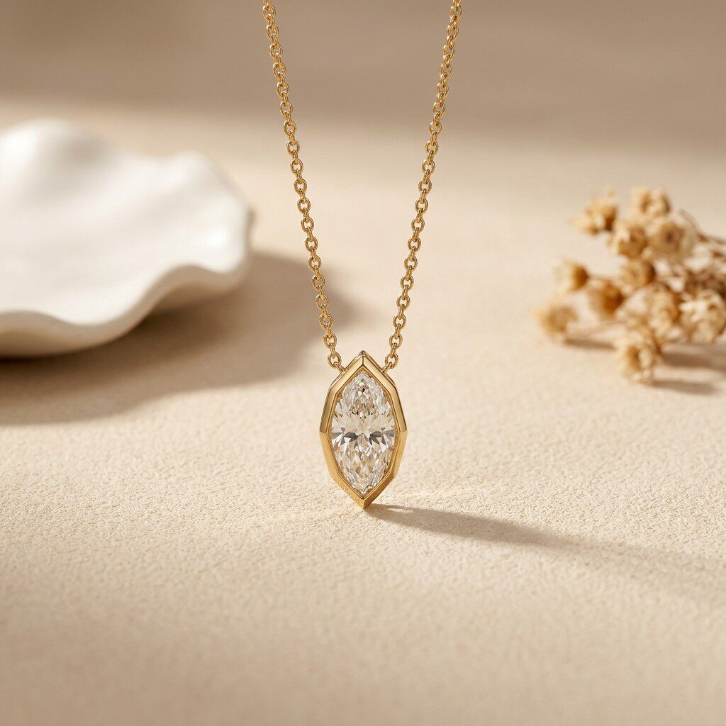 3Carat Bezel Set Marquise Cut  - Bezels Set Pendant のレビューと価格