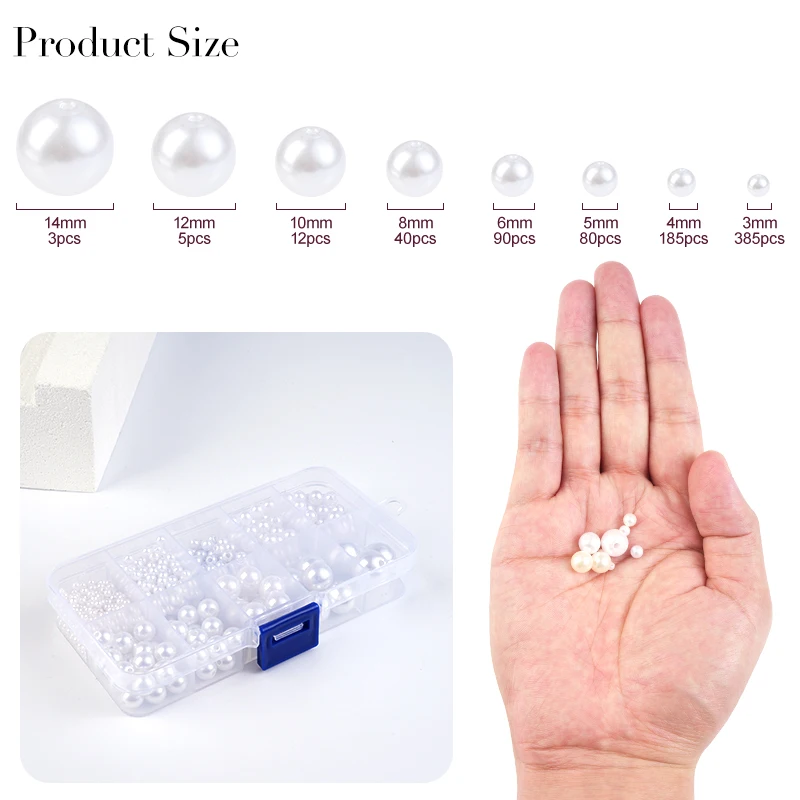 800pcs Artificial Faux Pearl R - Resin Jewelry Kit のレビューと価格