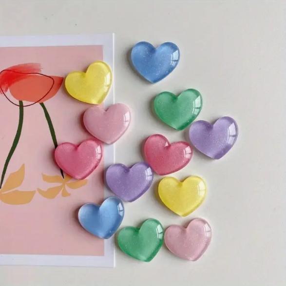 6pcs Colorful Heart Shaped Fri - Resin Glitter Pack のレビューと価格