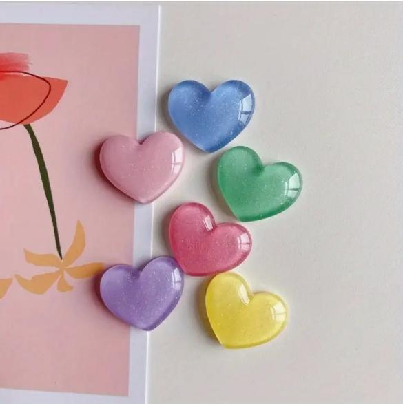 6pcs Colorful Heart Shaped Fri - Resin Glitter Pack のレビューと価格