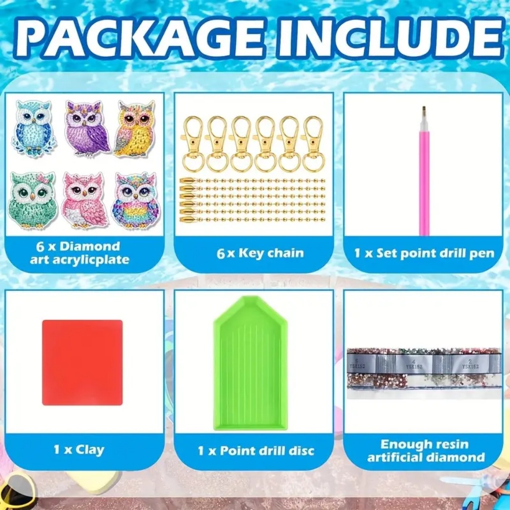 6-piece/set DIY Diamond Keycha - Resin Craft Kit のレビューと価格
