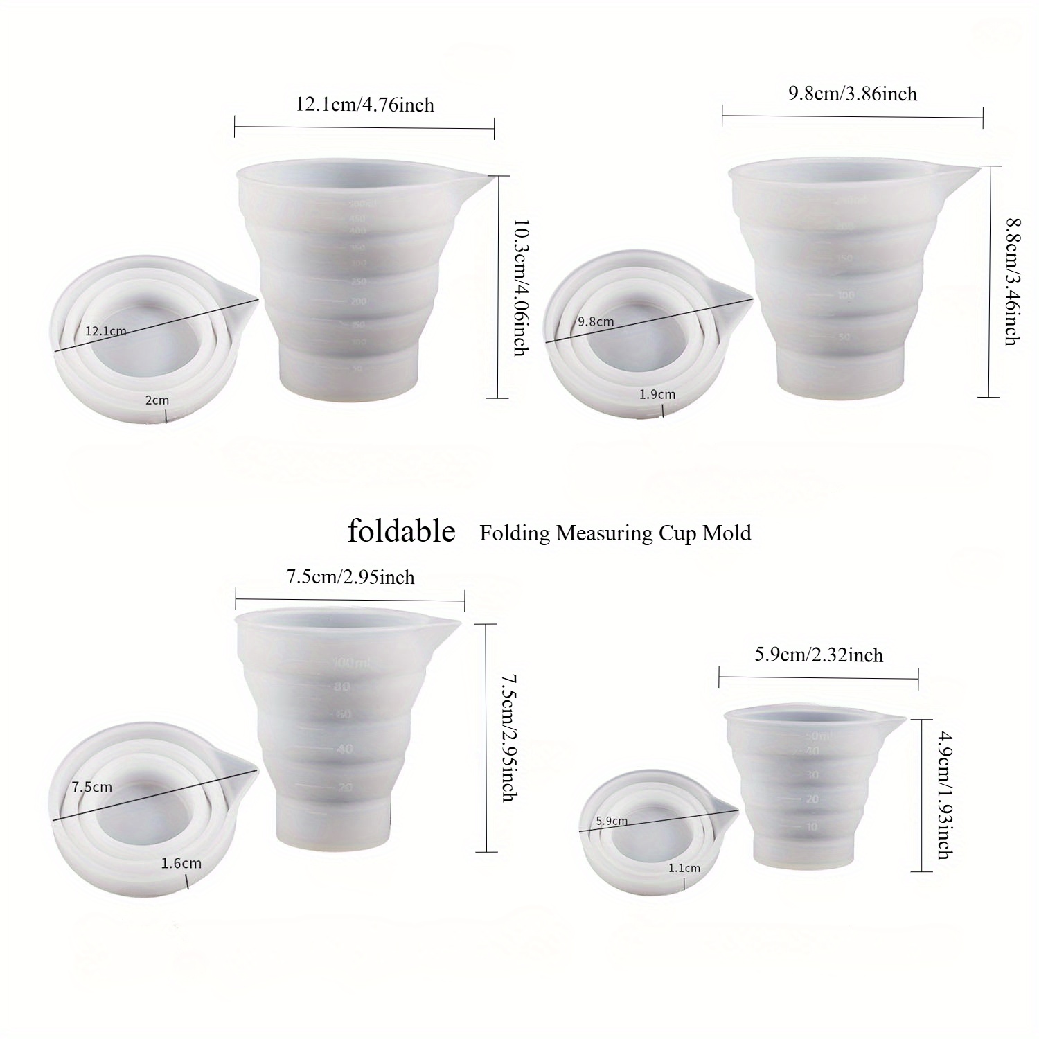 50-500ml Foldable Silicone Mea - Mixing Cup Silicone のレビューと価格