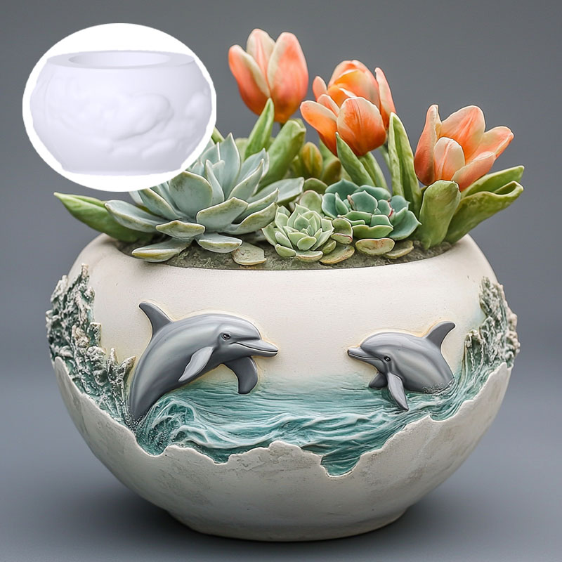 Couple dolphin relief succulen - Resin Ocean Wave Mold のレビューと価格