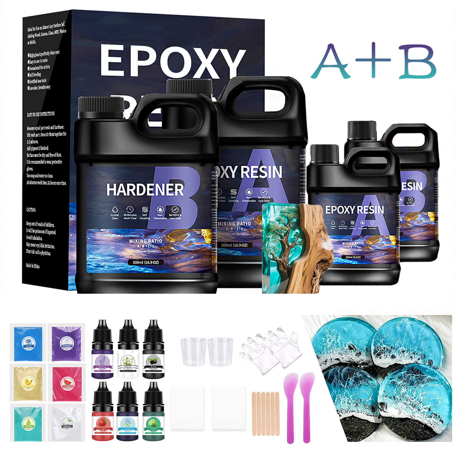 500/1000ml 1:1 AB Epoxy Resin  - Resin Jewelry Kit のレビューと価格