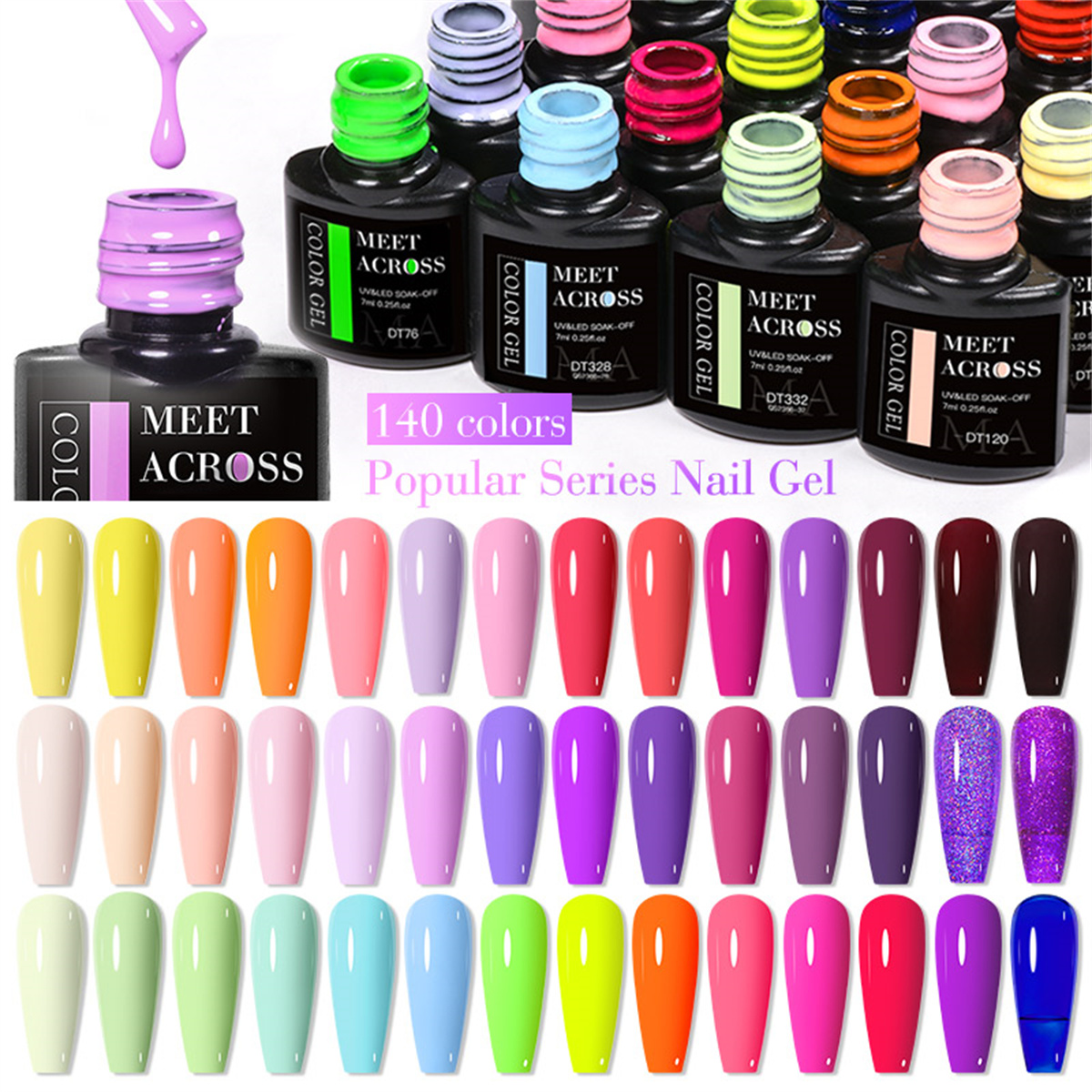 8pcs Gel Nail Polish Set HEMA  - Resin Glitter Pack のレビューと価格