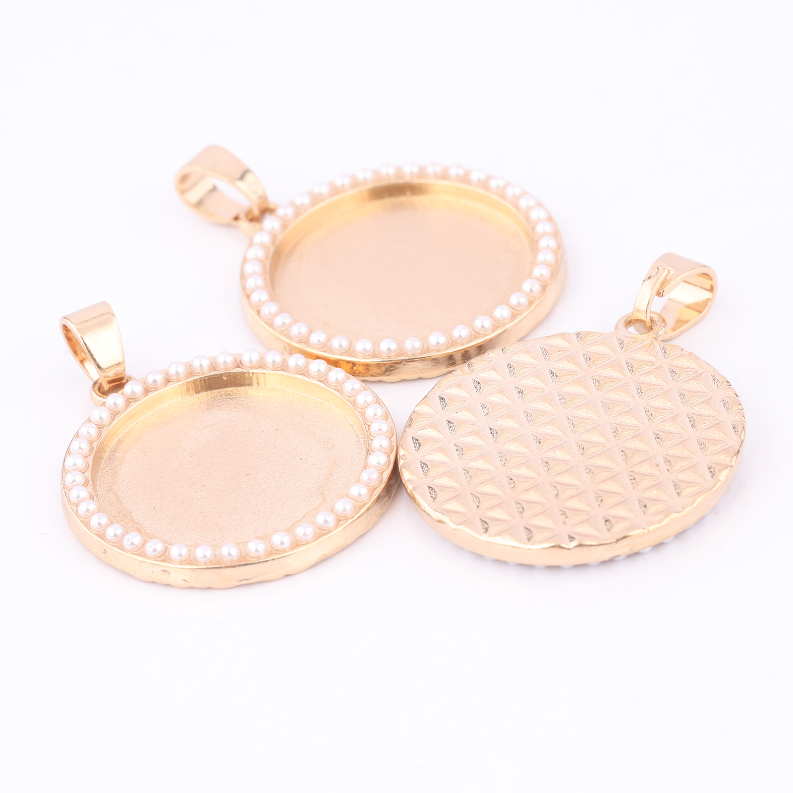 5pcs Kc Gold Pearl Cabochon Ba - Bezels Set Pendant のレビューと価格