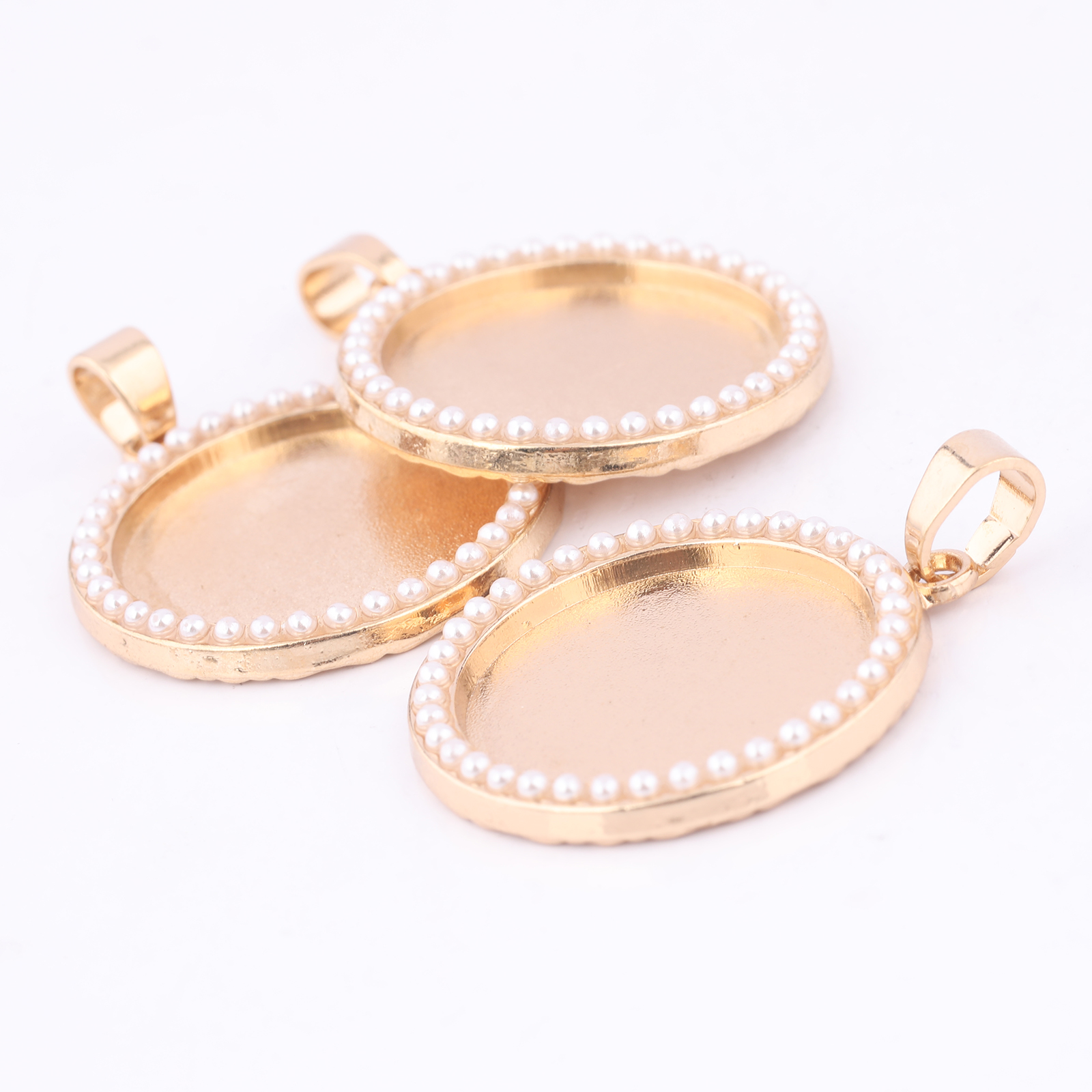 5pcs Kc Gold Pearl Cabochon Ba - Bezels Set Pendant のレビューと価格