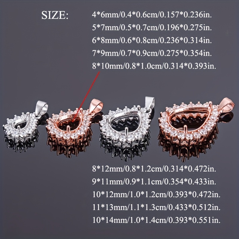 1pc Rose Golden Silvery Tear D - Bezels Set Pendant のレビューと価格
