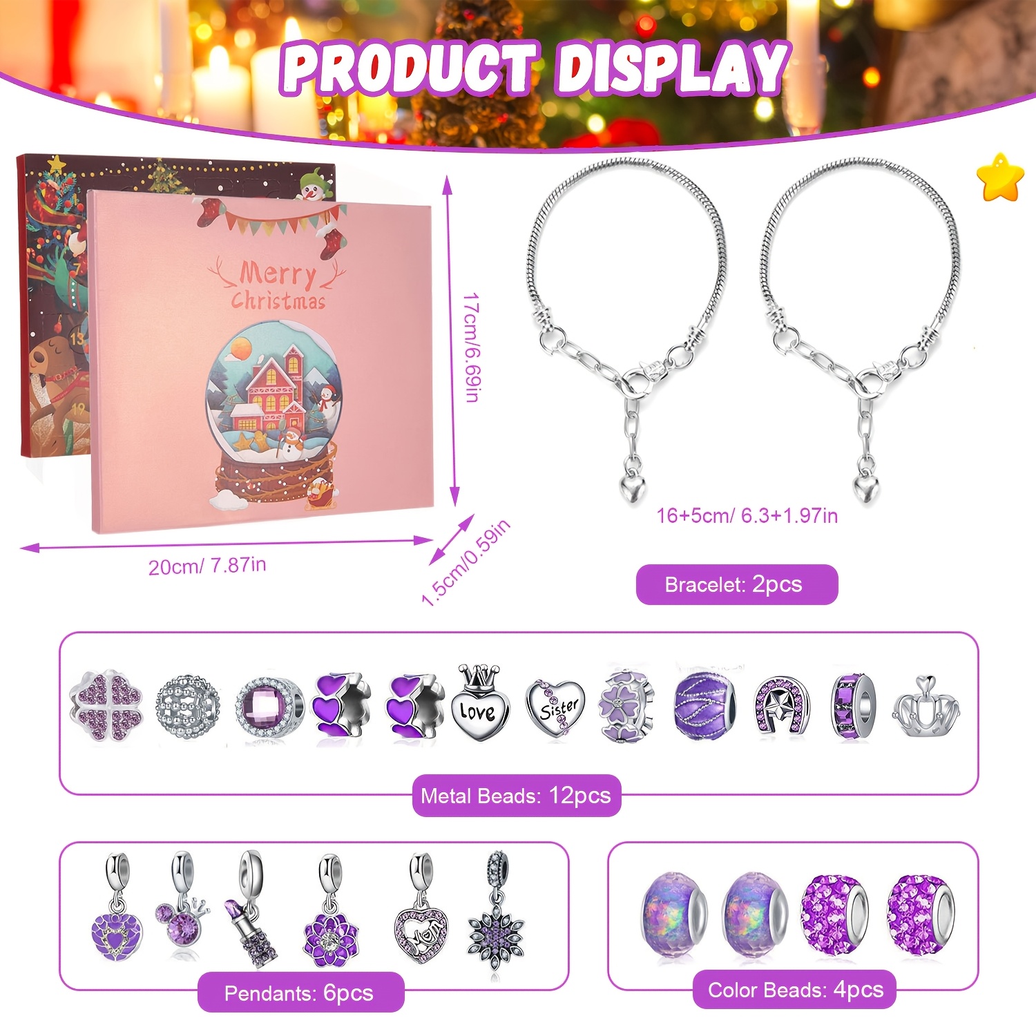 Christmas purple beads DIY jew - Resin Jewelry Kit のレビューと価格