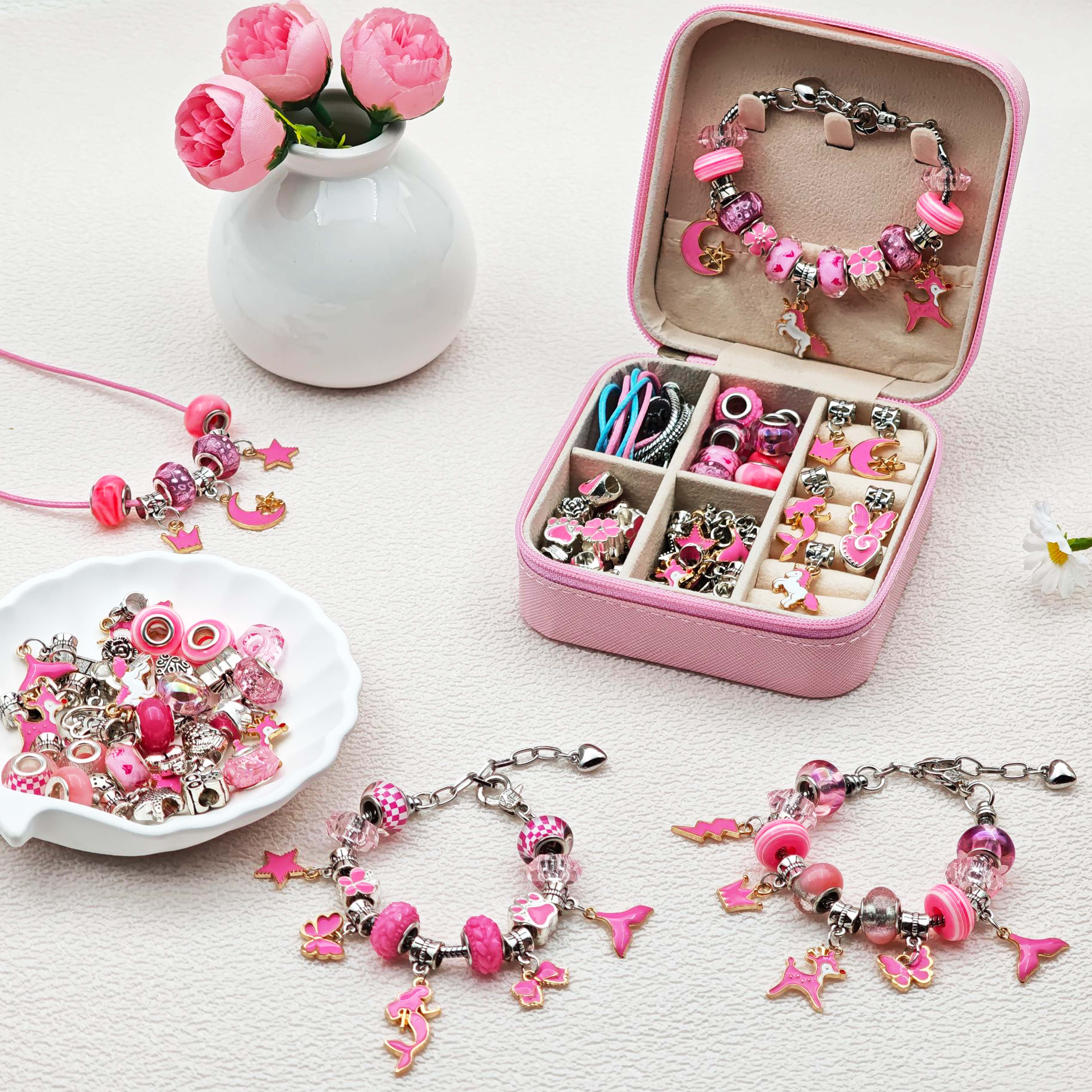 68pcs pink beaded jewelry set, - Resin Jewelry Kit のレビューと価格