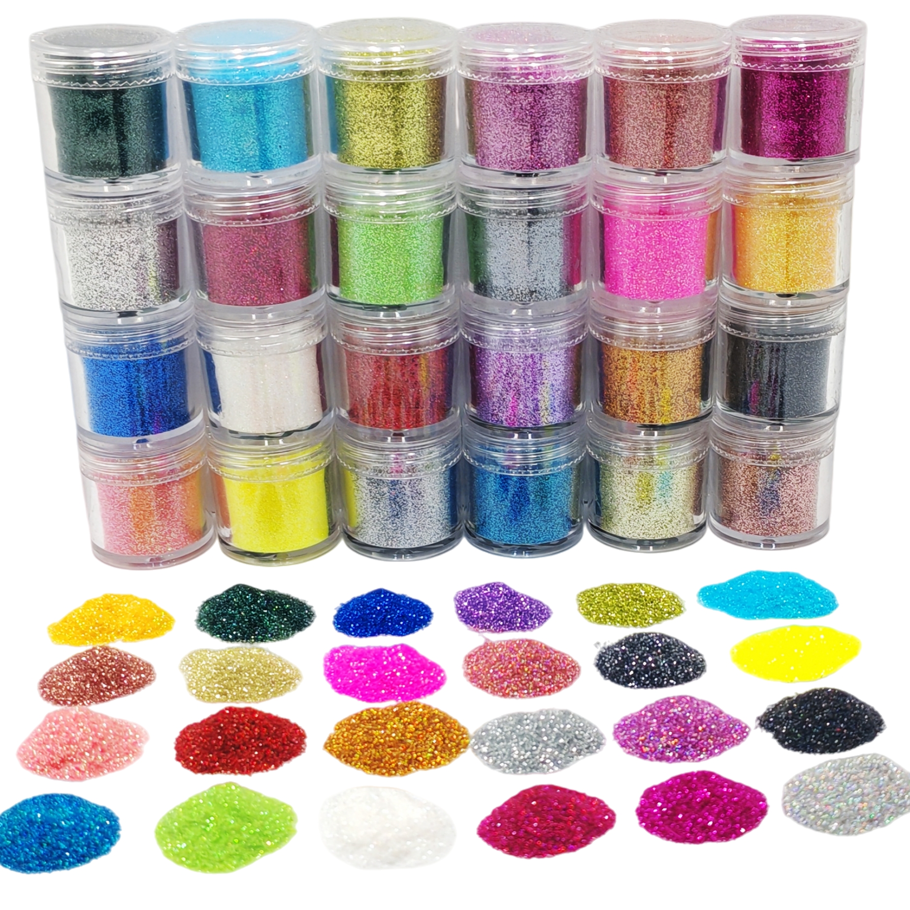 24-Color Cosmetic Iridescent H - Resin Glitter Pack のレビューと価格