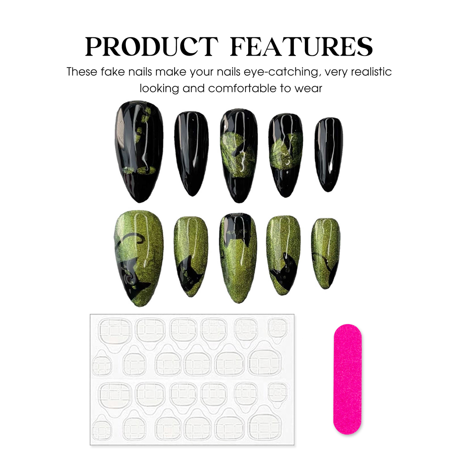 10pcs Handmade Press On Nails  - Resin Glitter Pack のレビューと価格