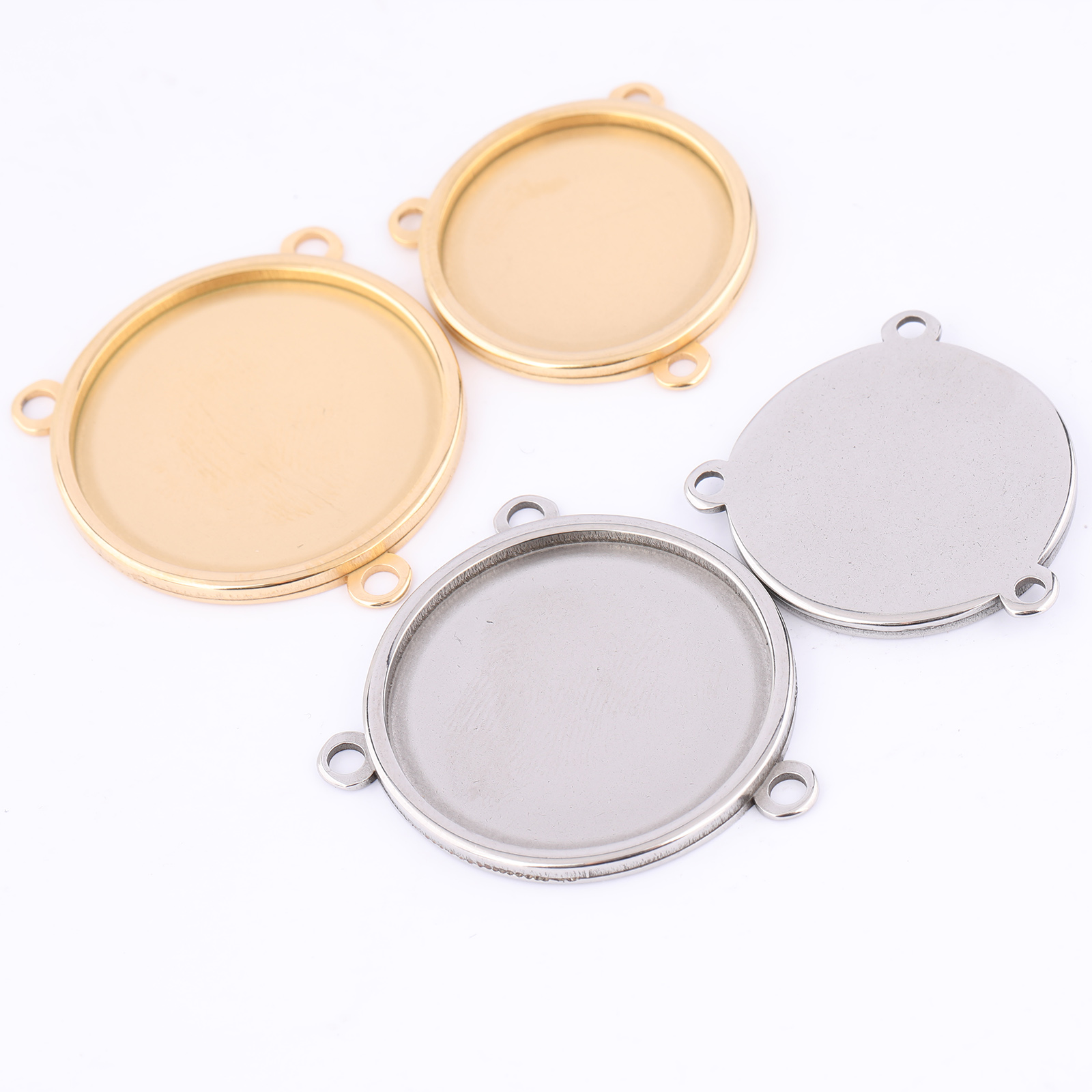 5pcs Stainless Steel Gold Plat - Bezels Set Pendant のレビューと価格