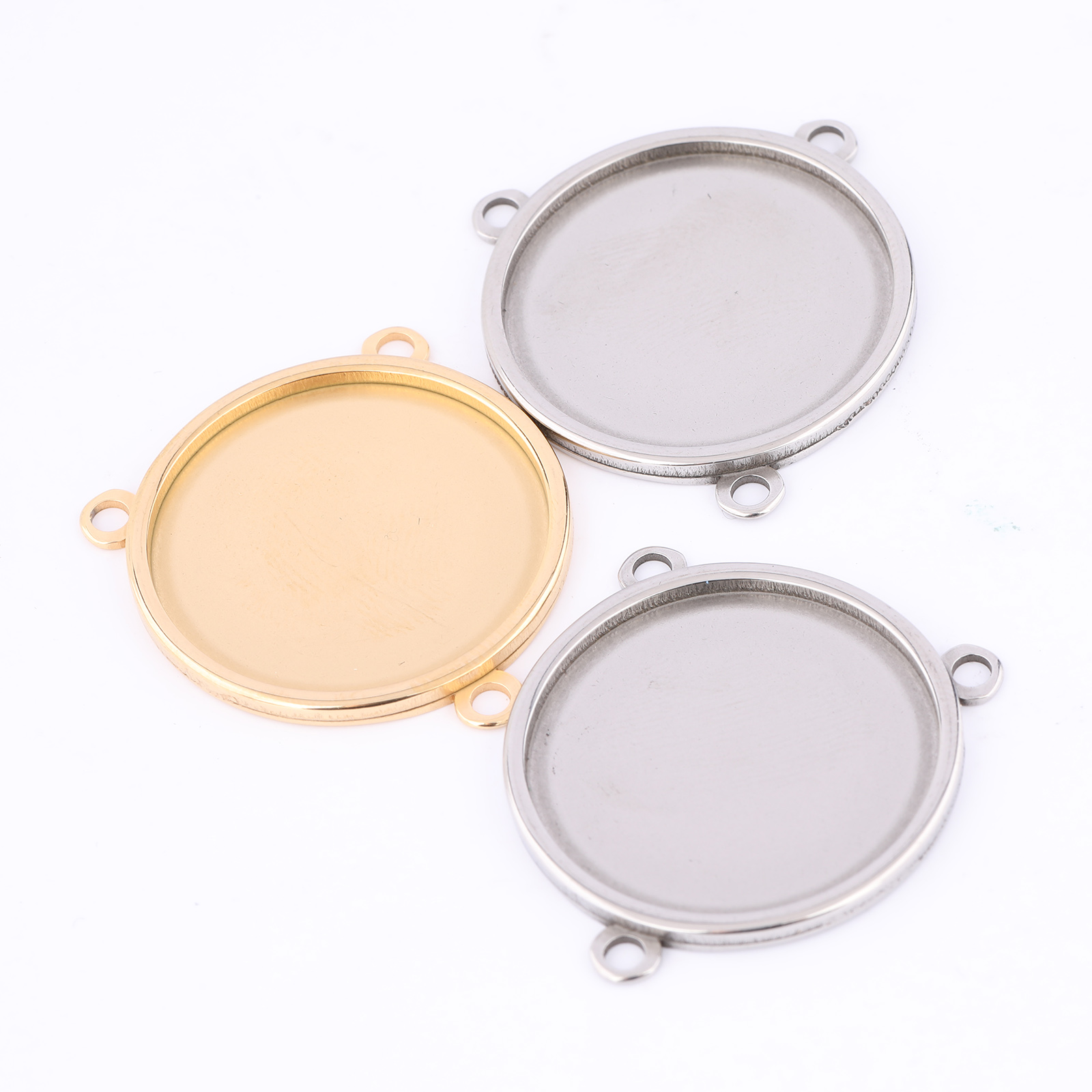 5pcs Stainless Steel Gold Plat - Bezels Set Pendant のレビューと価格