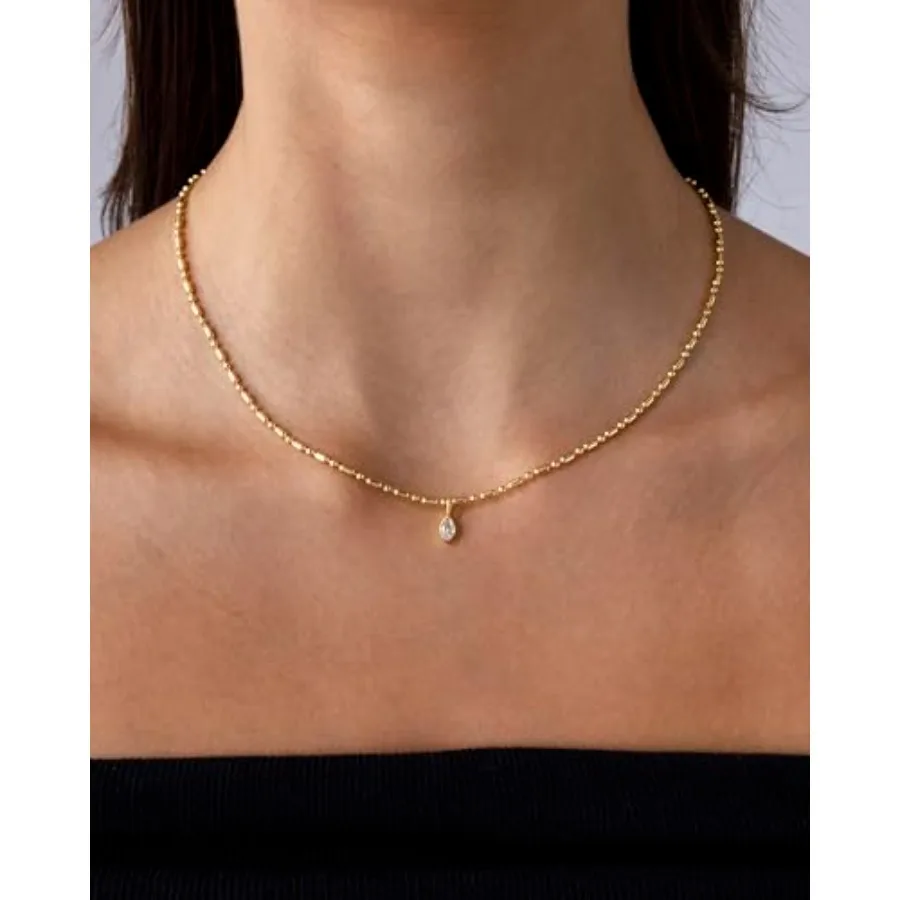 14K Gold Plated Dainty Tube Ba - Bezels Set Pendant のレビューと価格