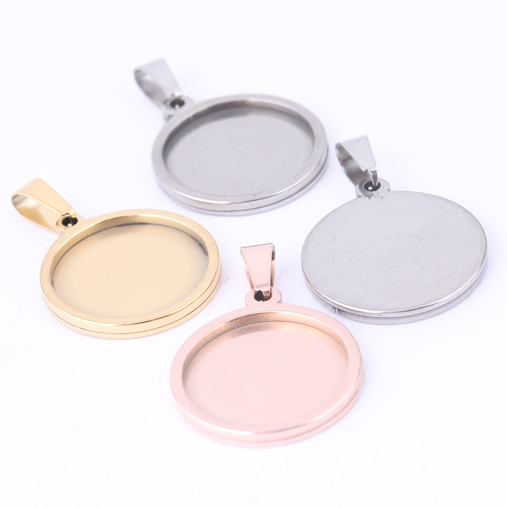 5pcs Stainless Steel 16mm 18mm - Bezels Set Pendant のレビューと価格